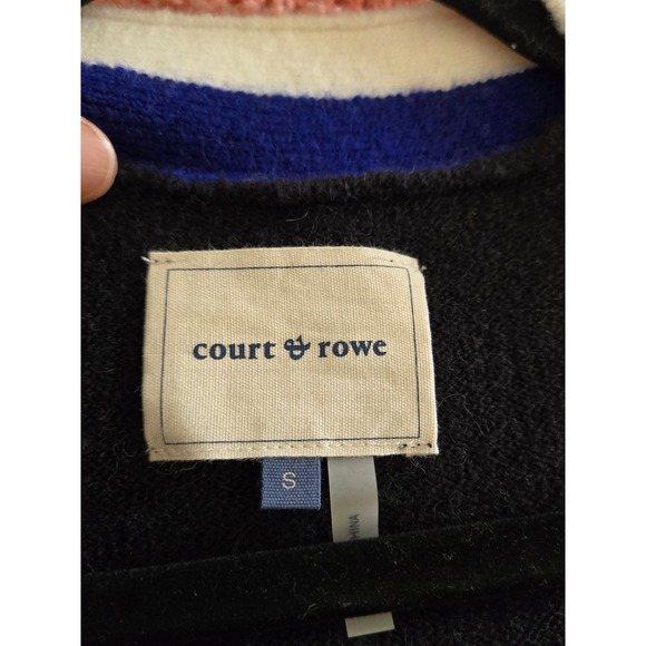 Court‎ and Rowe Cardigan Knit Wool Blend Black Blue Quiet Luxury Minimalist S - Picture 10 of 10